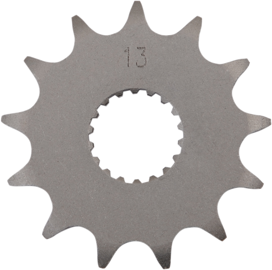Parts Unlimited 13-tooth countershaft sprocket for Suzuki motorcycles, showing the metal sprocket with teeth and mounting hole details.