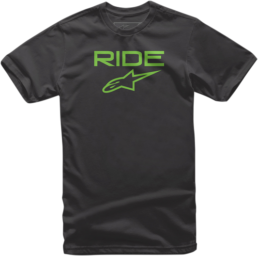 Bill's Exhausts Alpinstars Ride 2.0 black and green XL T-shirt with bold logo design on front.
