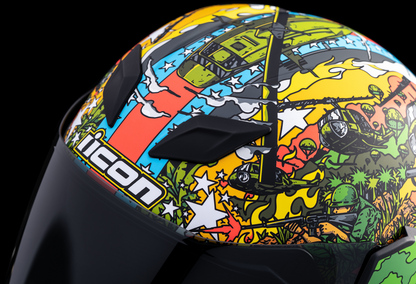 Bill's Exhausts ICON Airflite GP23 green motorcycle helmet in XL size, featuring aerodynamic design and clear visor.