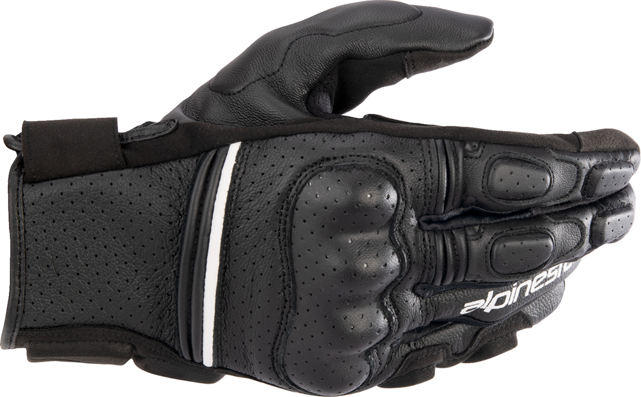 Alpinestars Phenom Air Gloves in black and white, 2XL size, showing the protective riding gloves with ventilated design.