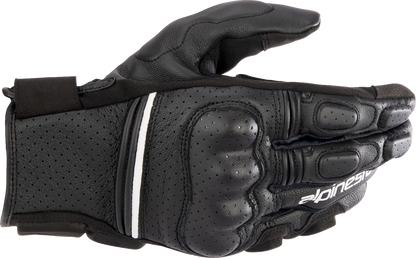 Alpinestars Phenom Air Gloves in black and white, 2XL size, showing the protective riding gloves with ventilated design.