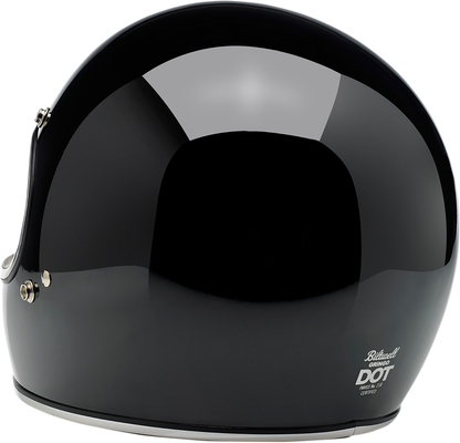 Black BILTWELL Gringo helmet in gloss finish, medium size, featuring a sleek motorcycle helmet design.