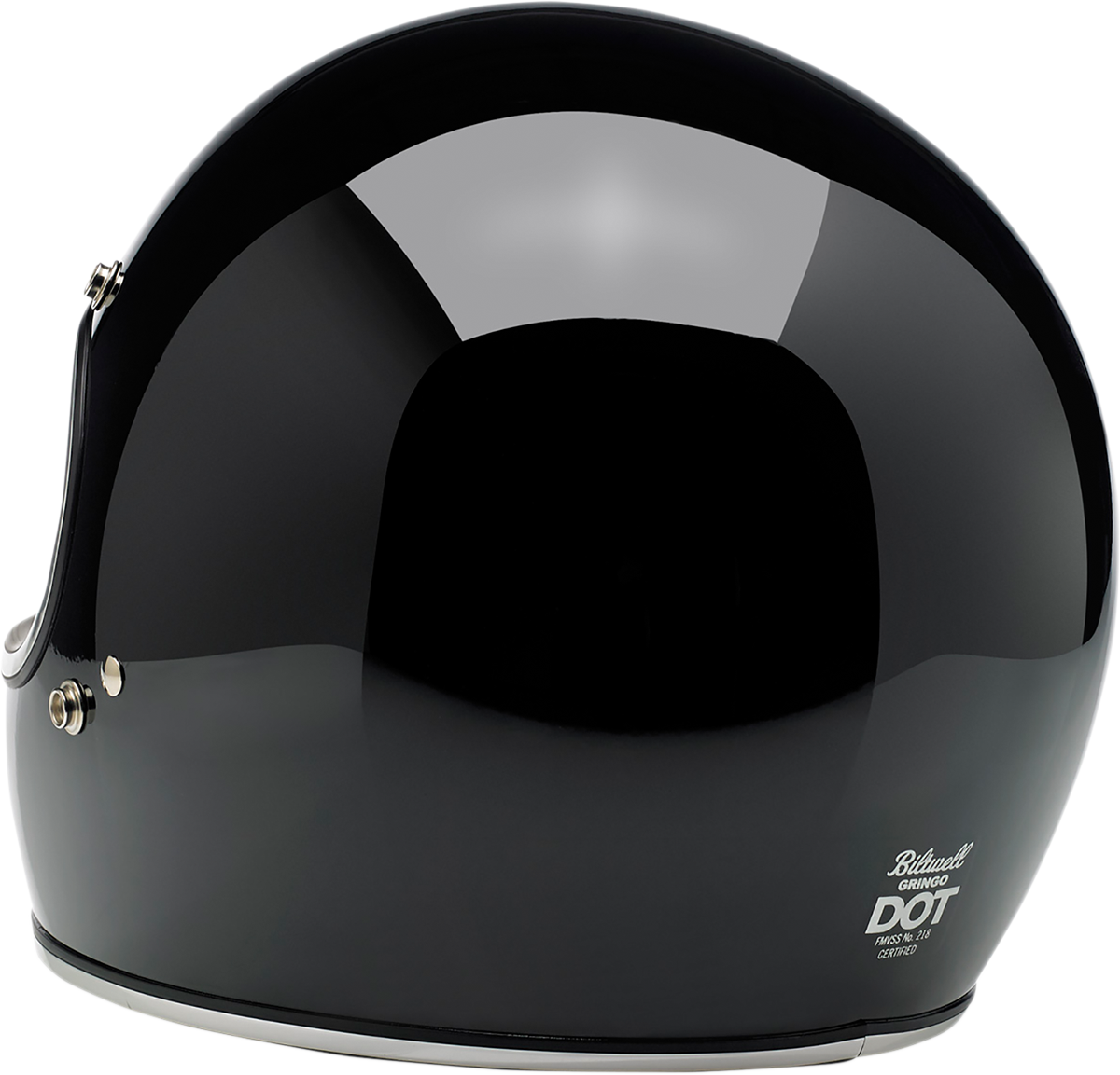 Gloss black BILTWELL Gringo helmet in 2XL size with a sleek, shiny finish, designed for motorcycle riders.