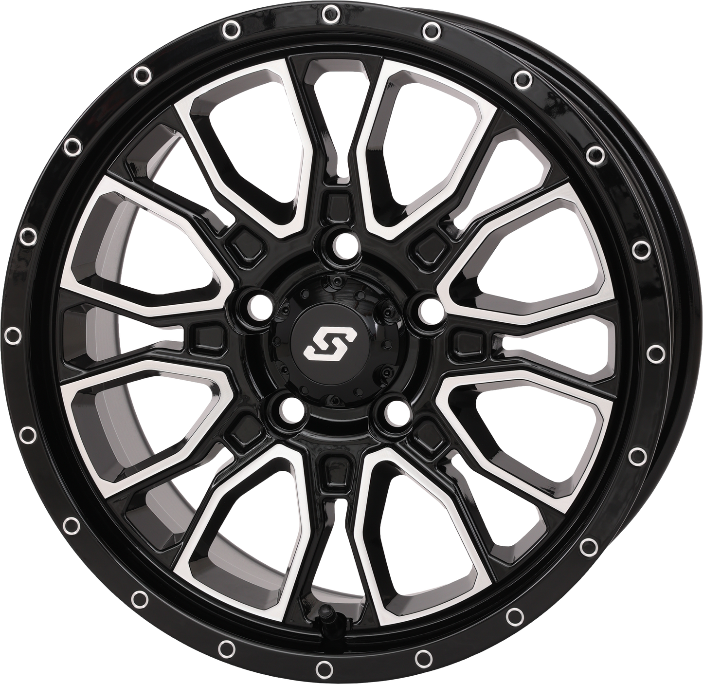 Sedona Fusion Wheel 15x7 inch gloss black machined finish with 5+2 offset, designed for vehicle rims.