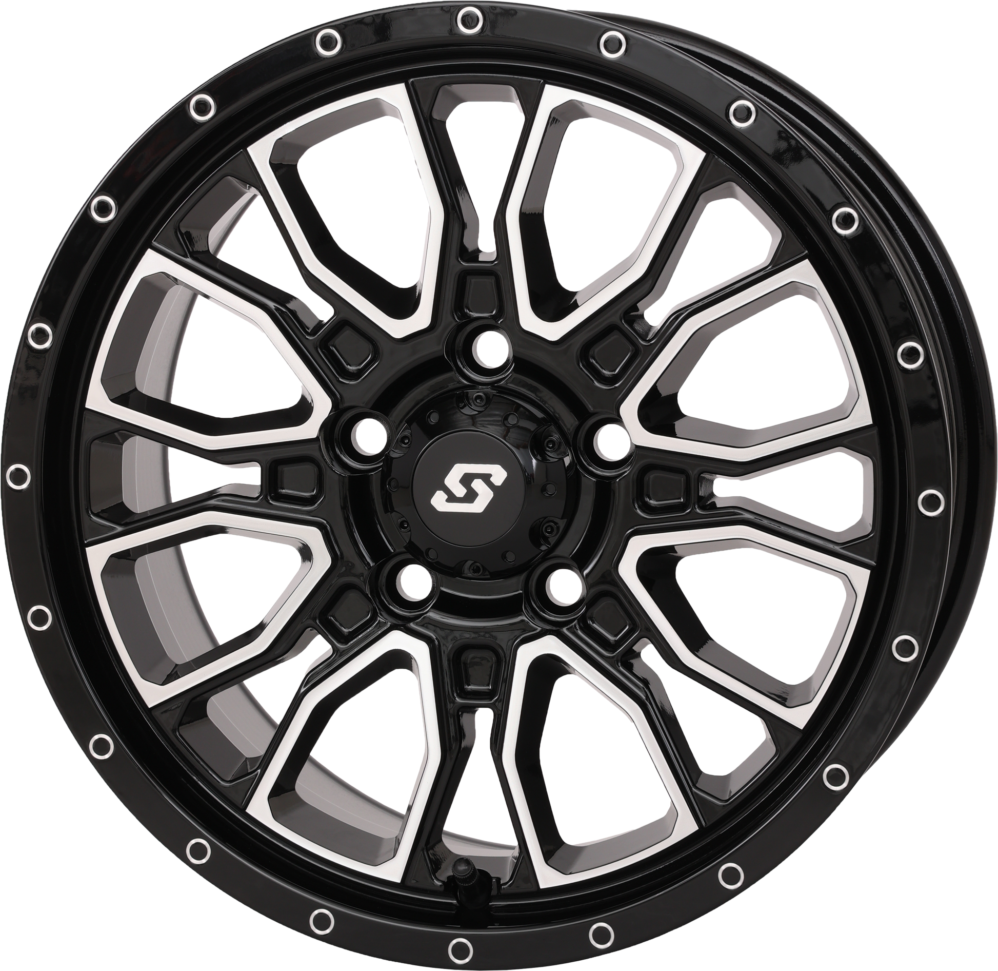 Sedona Fusion Wheel 15x7 inch gloss black machined finish with 5+2 offset, designed for vehicle rims.