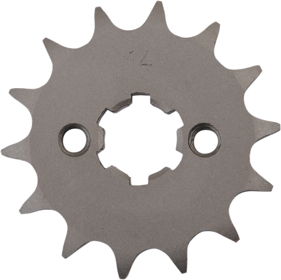 Parts Unlimited 14-tooth countershaft sprocket for Suzuki motorcycles, featuring durable steel construction and precise fit.