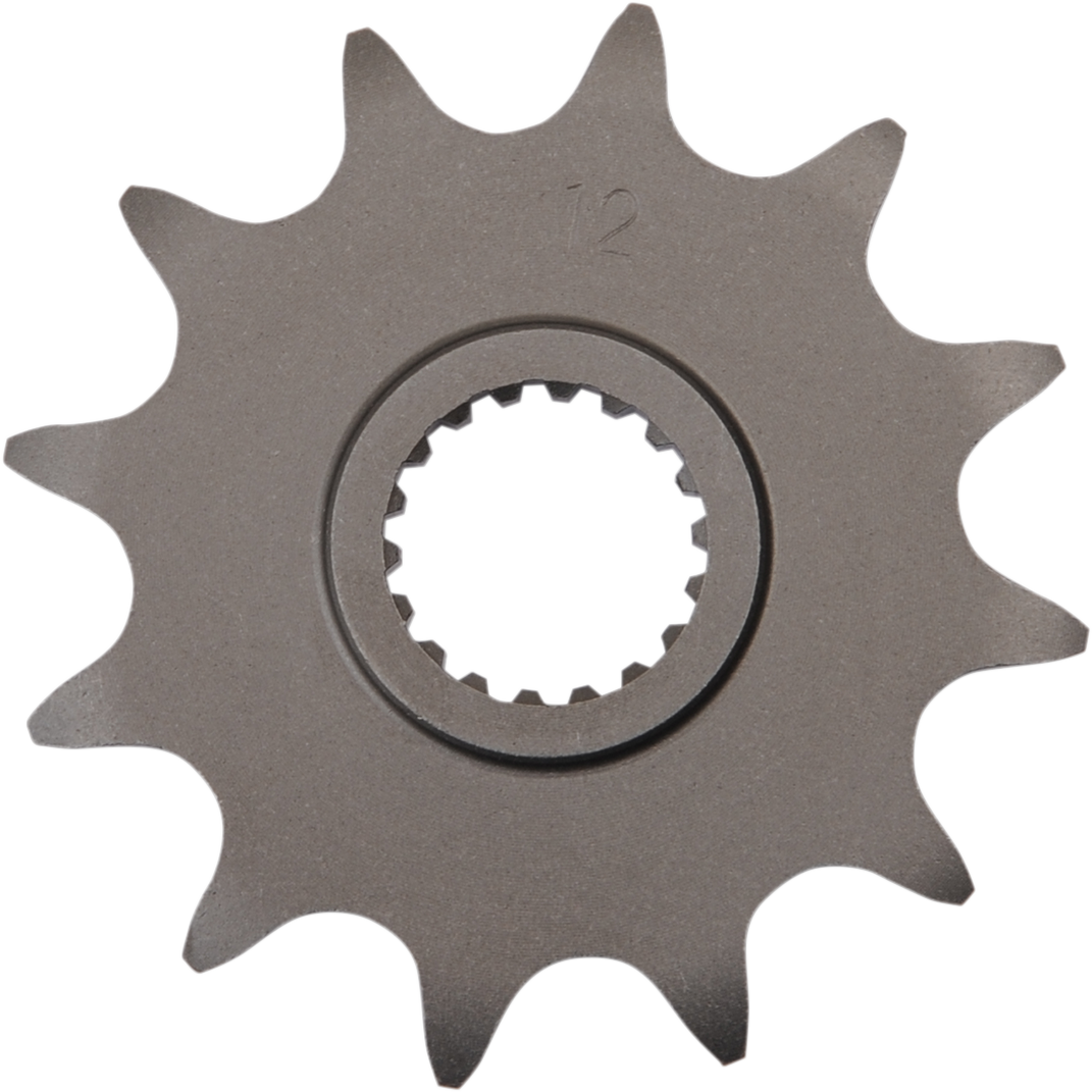 Parts Unlimited countershaft sprocket with 12 teeth for Suzuki motorcycles, showing the metal sprocket with teeth and mounting hole.