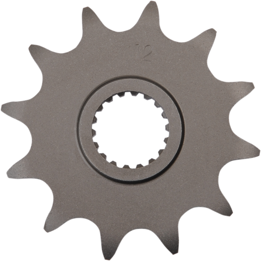 Parts Unlimited countershaft sprocket with 12 teeth for Suzuki motorcycles, showing the metal sprocket with teeth and mounting hole.