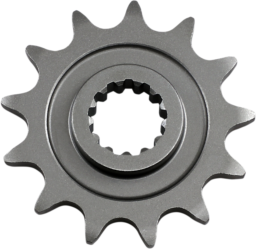 Parts Unlimited 13-tooth countershaft sprocket for Suzuki and Kawasaki motorcycles, durable metal construction.
