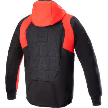 Alpinestars MSE Hybrid hooded jacket in black and red, medium size, featuring a stylish design and zip-up front.