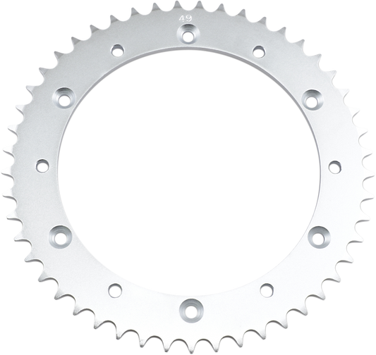 Parts Unlimited rear sprocket for Honda, 49-tooth metal gear with evenly spaced teeth and part number 41201-430-810.