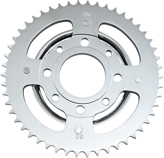 Parts Unlimited 50-tooth rear sprocket for Honda motorcycles, showing the metal sprocket with teeth and mounting holes.