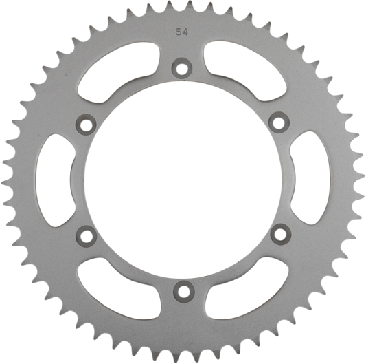 Parts Unlimited rear sprocket for Honda, 54-tooth, durable metal motorcycle sprocket with gear teeth for smooth power transfer.
