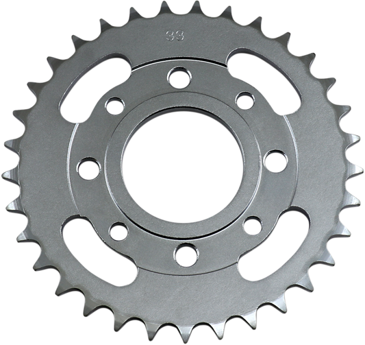 Parts Unlimited rear sprocket for Honda, 33-tooth, model 41201-KR3-670, with visible gear teeth and mounting holes.