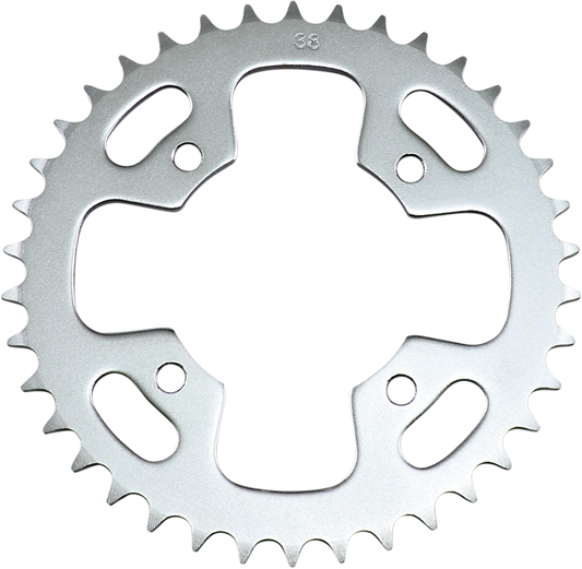 Parts Unlimited rear sprocket with 38 teeth for Honda motorcycles, featuring durable metal construction and part number 41201-HB6-030.