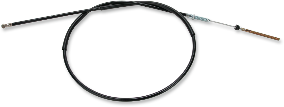 Black vinyl brake cable for Suzuki motorcycles, part from PARTS UNLIMITED, with metal fittings and flexible coating.