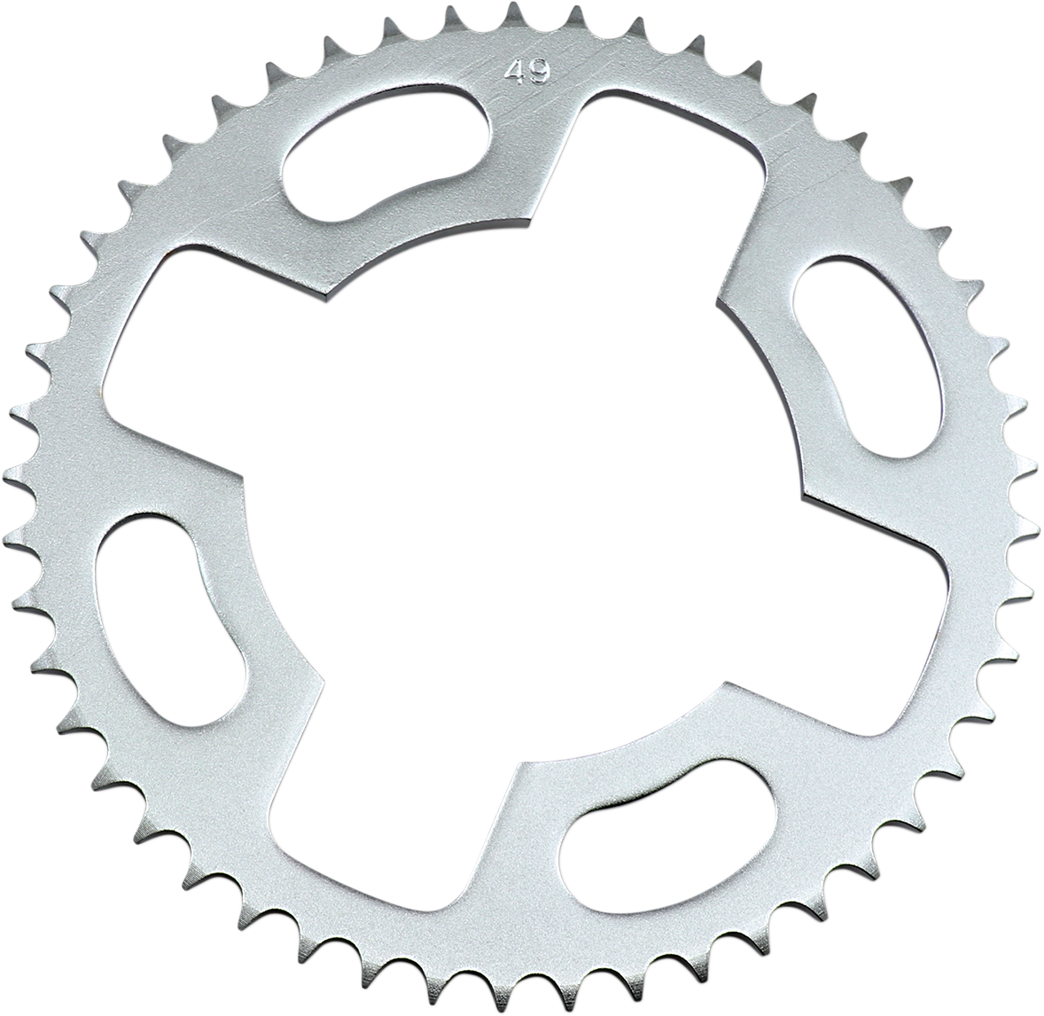 Parts Unlimited 49-tooth rear sprocket for Honda and Kawasaki motorcycles, shown in the image.