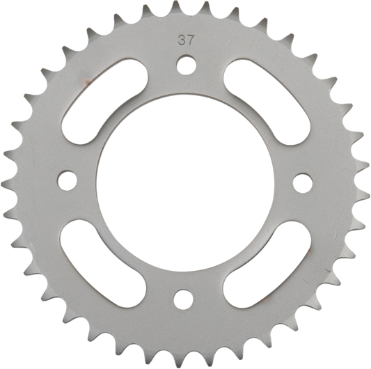 Parts Unlimited 37-tooth rear sprocket for Honda 41201-374-000, shown with gear teeth and mounting hole details.