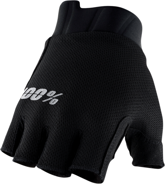 Black Bill's Exhausts 100% Exceeda short finger gloves in medium size, featuring breathable fabric and snug fit for motorcycle riding.