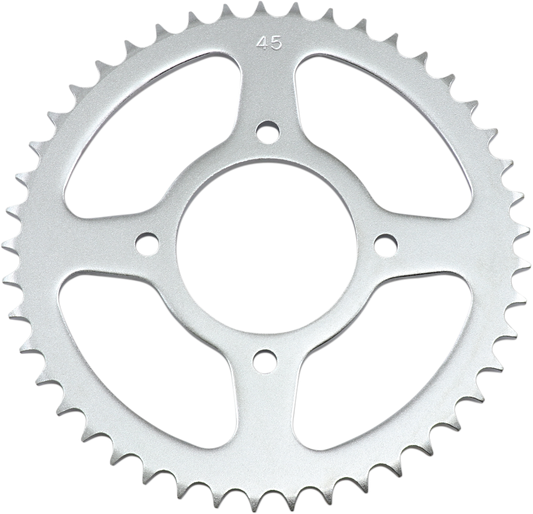 PARTS UNLIMITED 45-tooth rear sprocket for Honda, showing the metal sprocket with teeth and mounting hole details.