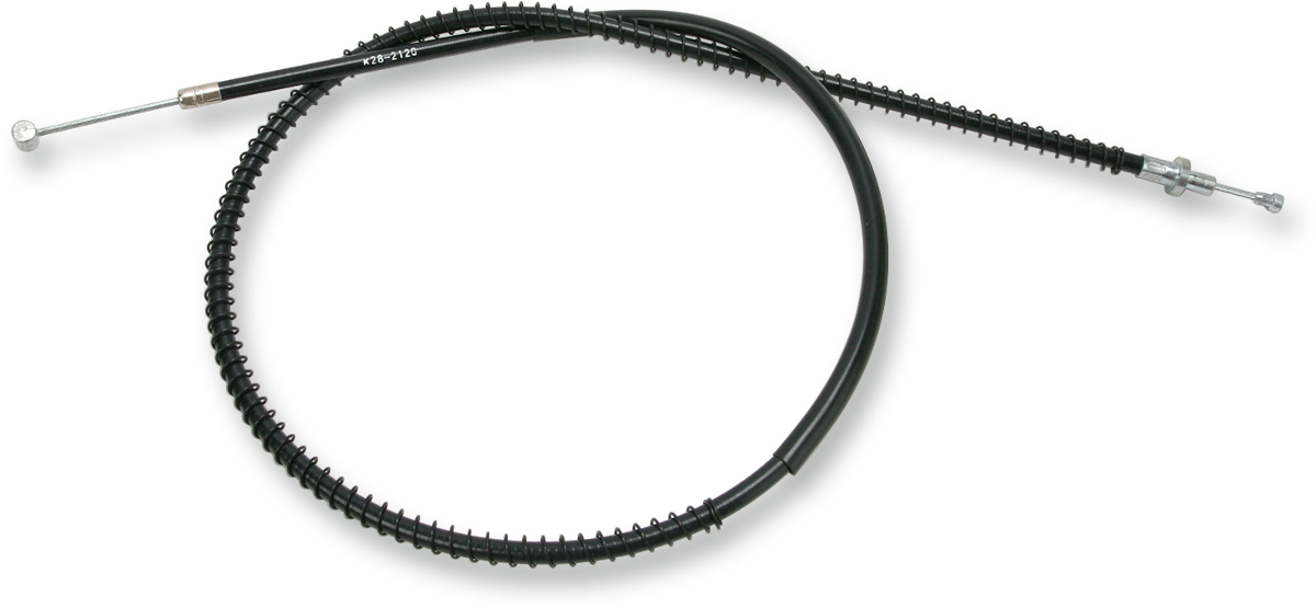 Parts Unlimited vinyl clutch cable for Yamaha 2GV motorcycle, showing the black cable with protective vinyl coating.