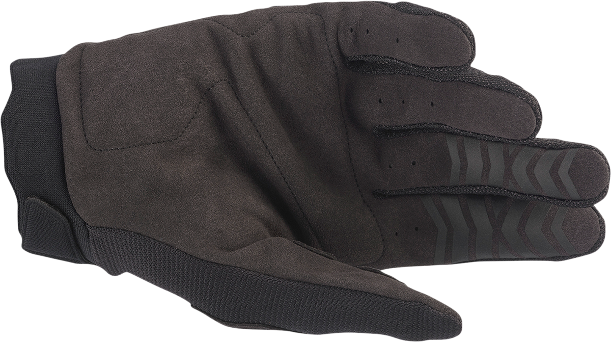 Alpinestars Full Bore gloves in black with reinforced palms, medium size, designed for motorcycle riding.