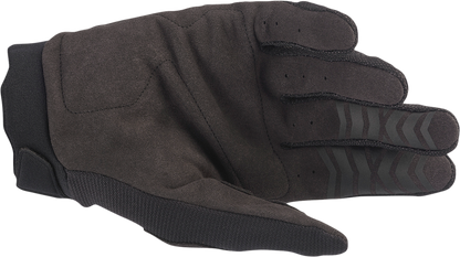 Alpinestars Full Bore gloves in black and black, 2XL size, featuring durable leather construction and secure wrist closure.