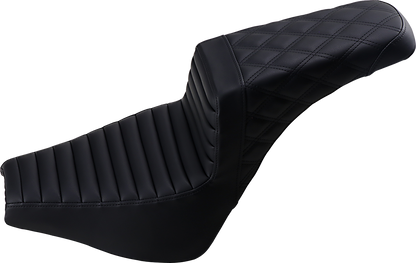 SADDLEMEN Step-Up Seat - Front Tuck-n-Roll/Rear Lattice Stitch - Black 818-30-176