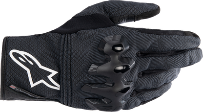 Alpinestars Morph Street Gloves in black, small size, showing the sleek design and protective features of motorcycle gloves