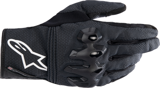 Alpinestars Morph Street Gloves in black, large size, featuring protective knuckles and durable leather for motorcycle riding.