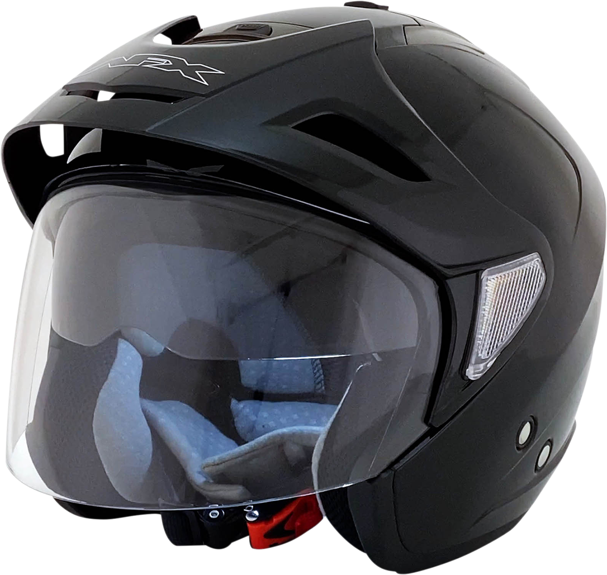 Gloss black AFX FX-50 helmet in XS size with aerodynamic design, featuring a clear visor and ventilation vents.