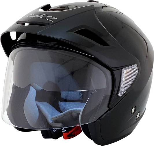 Gloss black AFX FX-50 helmet in XS size with aerodynamic design, featuring a clear visor and ventilation vents.