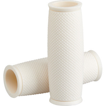 White BILTWELL Alumicore 1-inch Recoil grip sleeves for motorcycle handlebars, designed by Bill's Exhausts.