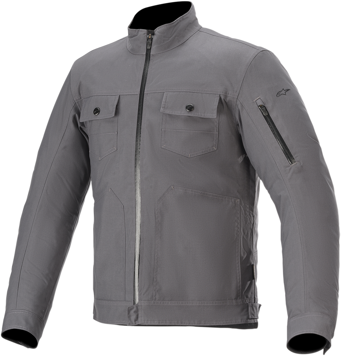Alpinestars Solano Waterproof Gray Jacket in 4XL, showing front view with waterproof material and adjustable collar.