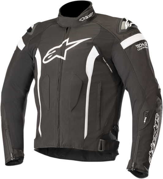 Alpinestars T-Missile Drystar jacket in black and white, 2XL size, featuring protective gear and sporty design.