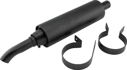 QuadBoss universal muffler part #157108 for powersports vehicles with black finish and welded internal components.