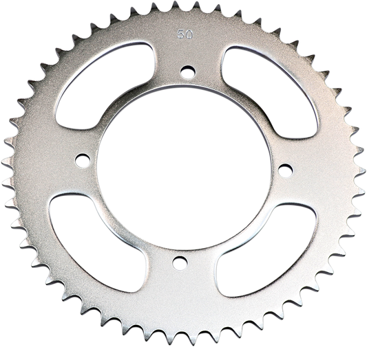 PARTS UNLIMITED 50-tooth rear sprocket for Kawasaki and Suzuki motorcycles, showing the metal sprocket with teeth.