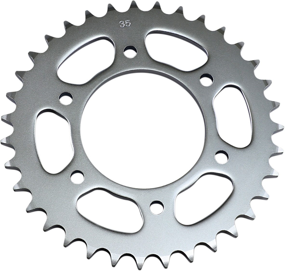 Parts Unlimited rear sprocket with 35 teeth for Kawasaki 42041-118, showing the metal sprocket with teeth and mounting hole.