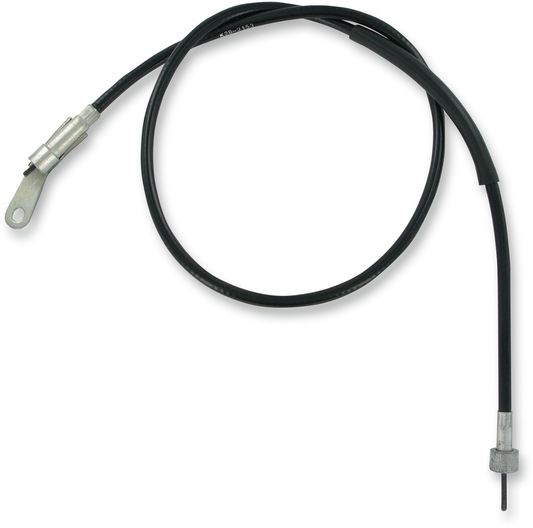 Parts Unlimited speedometer cable for Yamaha XJ/XS motorcycles, showing the flexible metal cable and connectors.