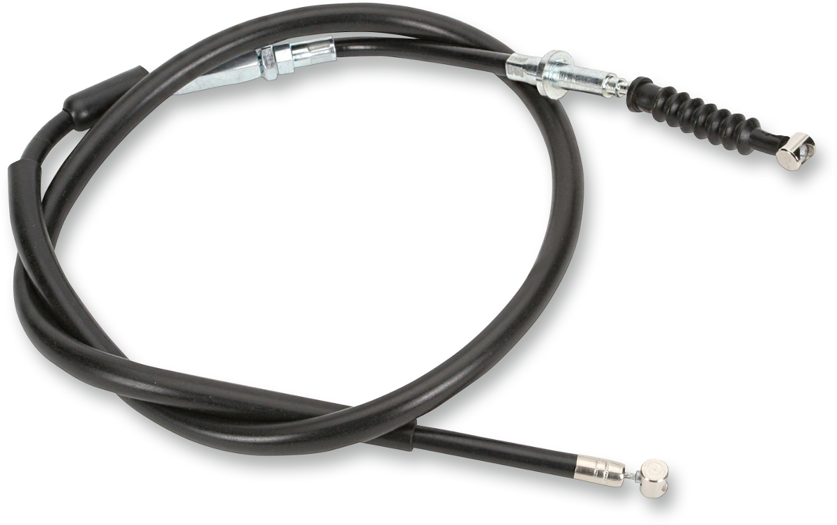 Parts Unlimited vinyl clutch cable for Kawasaki motorcycles, showing the black cable with protective vinyl coating and metal connectors.