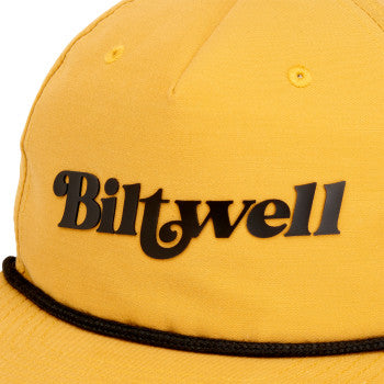 Bill's Exhausts Biltwell Duffer Hat in biscuit and black, featuring a classic style with a wide brim and adjustable strap.