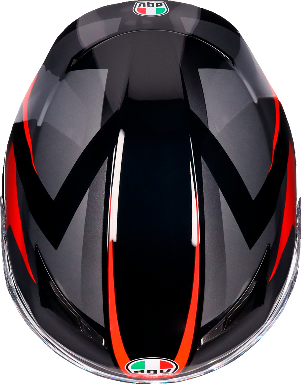 AGV K3 Striga motorcycle helmet in black, gray, and red, large size, showing the aerodynamic design and ventilation features.