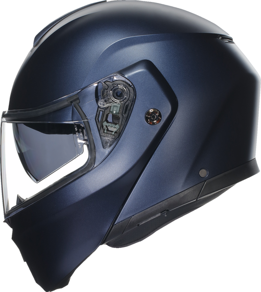 AGV Streetmodular helmet in matte blue, medium size, showing the sleek, protective design and vent details.