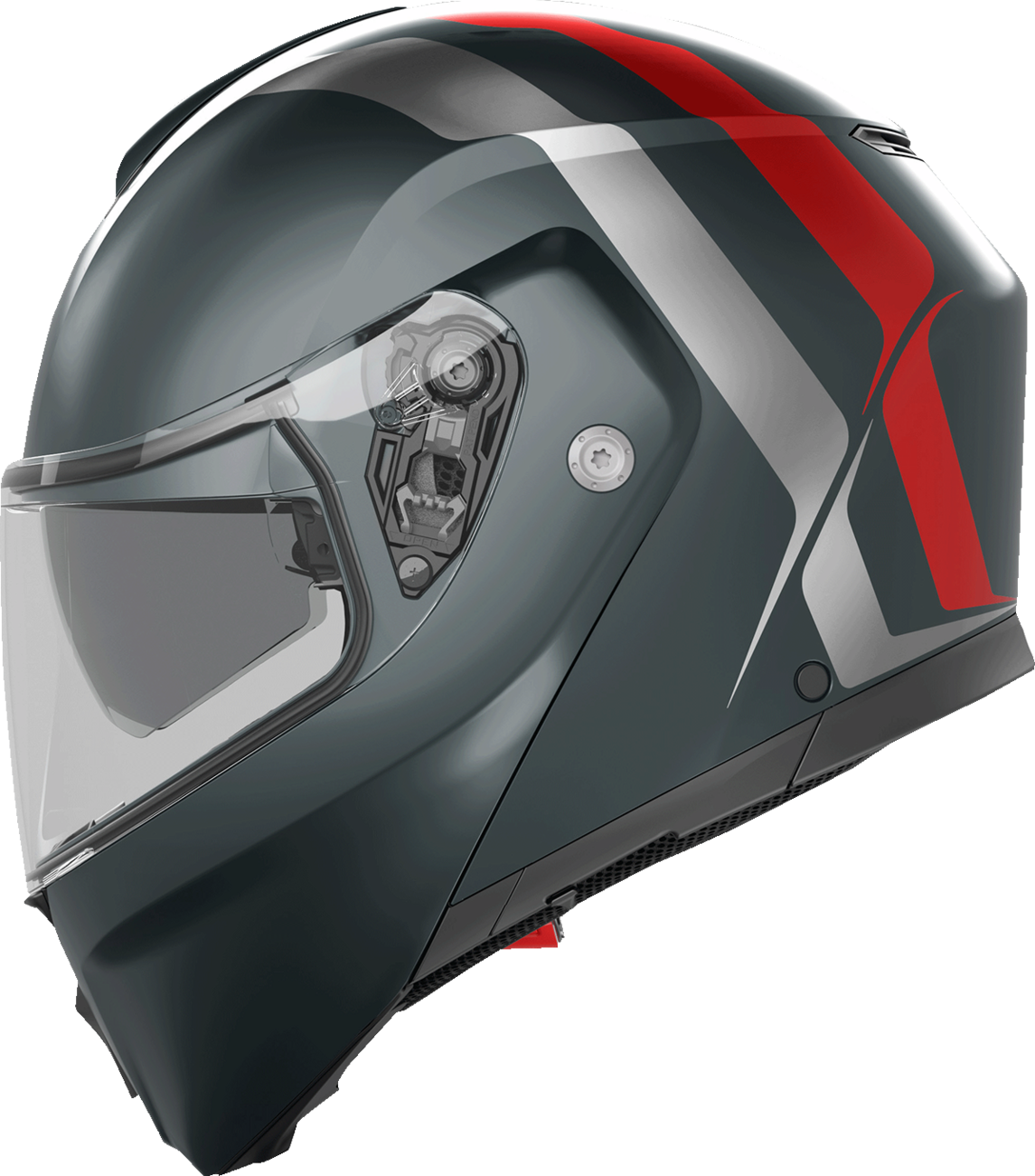 AGV Streetmodular Helmet Resia 2XL Matte Gray, Silver & Red with Pinlock® 70 MaxVision™ Visor