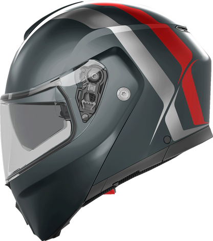 AGV Streetmodular Helmet Resia 2XL Matte Gray, Silver & Red with Pinlock® 70 MaxVision™ Visor