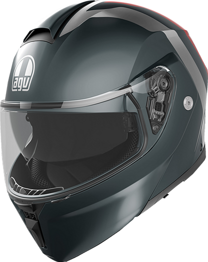 AGV Streetmodular Helmet Resia 2XL Matte Gray, Silver & Red with Pinlock® 70 MaxVision™ Visor