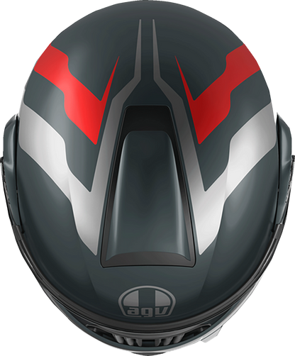 AGV Streetmodular Helmet Resia 2XL Matte Gray, Silver & Red with Pinlock® 70 MaxVision™ Visor