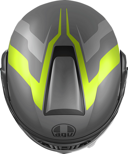AGV Streetmodular Helmet Resia Matte Gray/Black/Yellow Fluo Medium (Part #2118296002007M)
