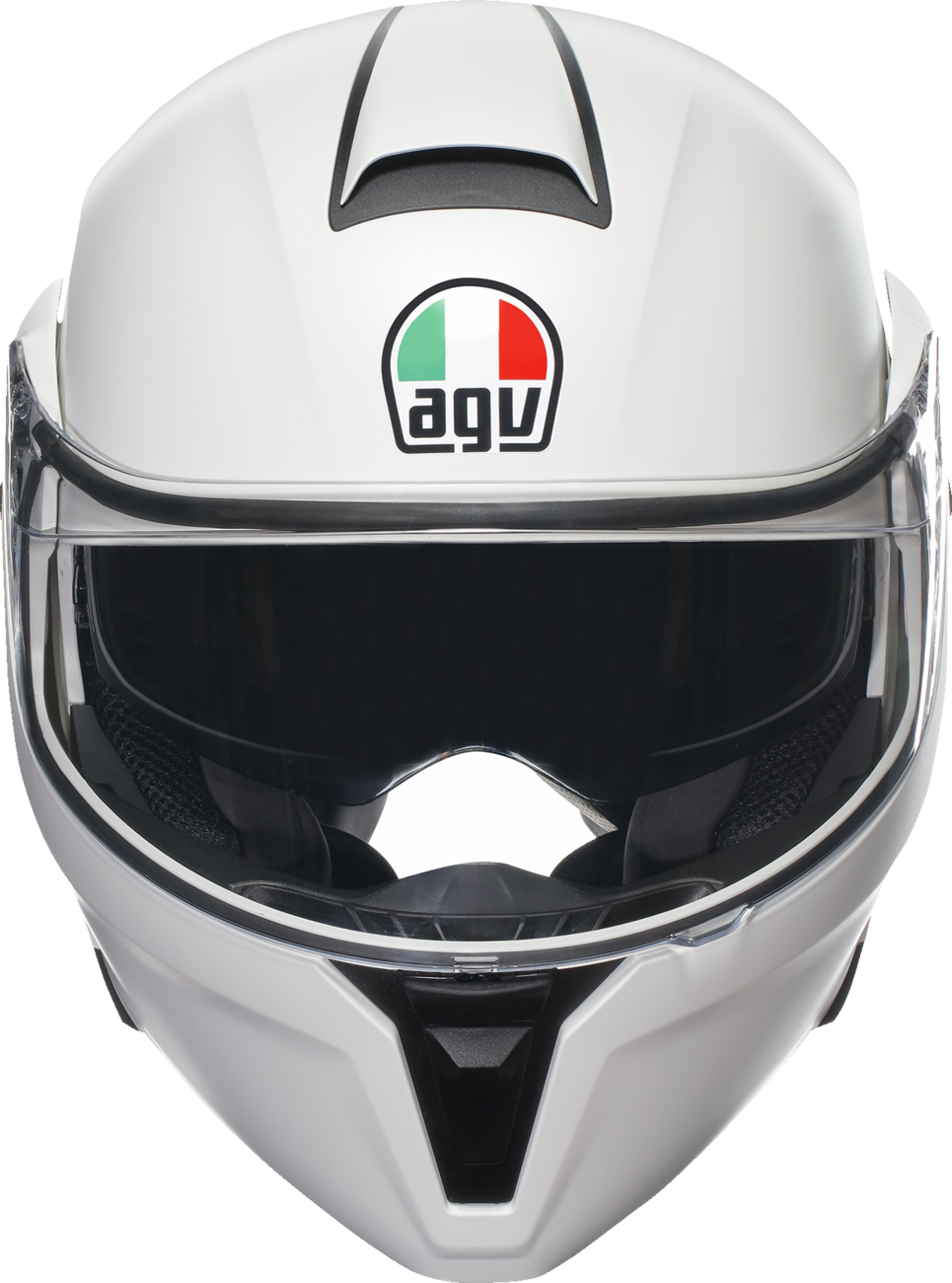 AGV Streetmodular helmet in matte white, small size, showing the sleek design and ventilation features of this motorcycle helmet.