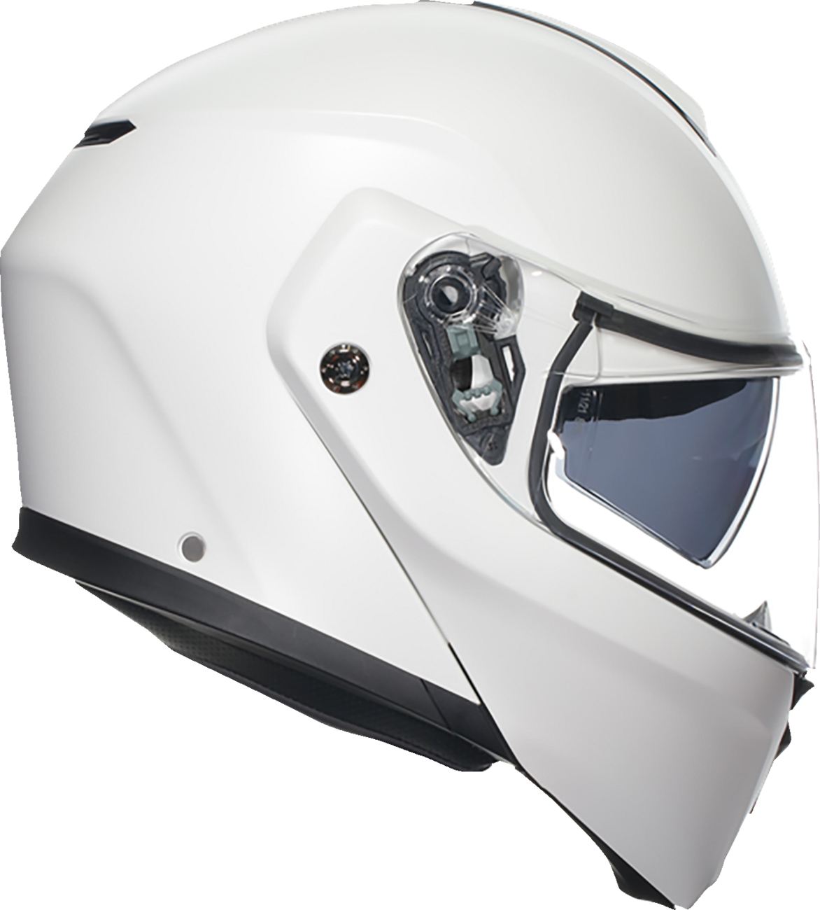 AGV Streetmodular helmet in matte white, small size, showing the sleek design and vent details of the motorcycle helmet.